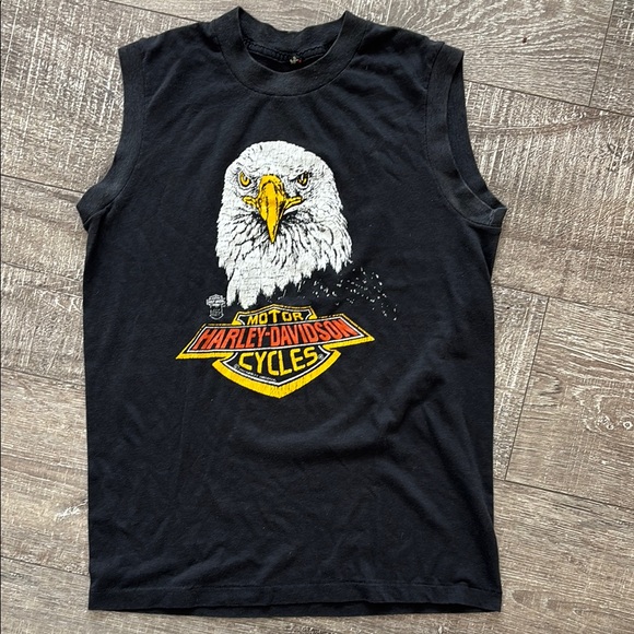 Harley-Davidson Black Sleeveless Tee with Eagle Graphic - Picture 1 of 3